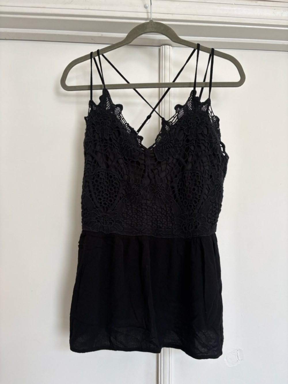 Maurices Black Crochet Lace Camisole Tank